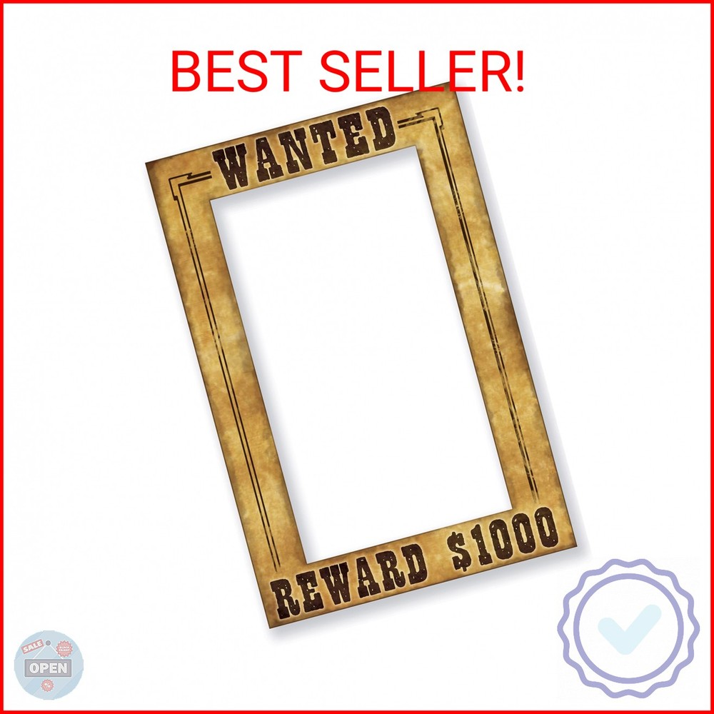 Beistle Western Wanted Photo Fun Frame – Lightweight Cardstock Paper Photo Booth