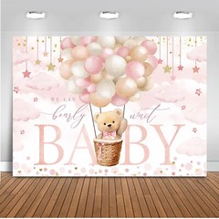 Mocsicka We Can Bearly Wait Backdrop 7x5ft Pink Hot Balloon Bearly Wait Girl …