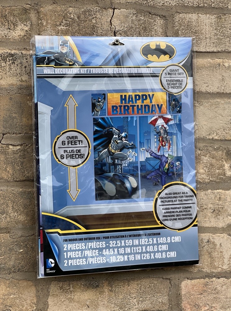 5-Piece Giant BATMAN Happy Birthday Wall Decorating Kit Background Set 6ft