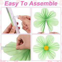 12 Pcs Paper Flowers Decorations for Wall, Pink Yellow Green Purple Orange Blue