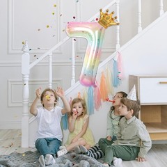 Stars Rainbow Gradient Number 4 Balloon,40 Inch Giant Number 4 Balloon & Mini…