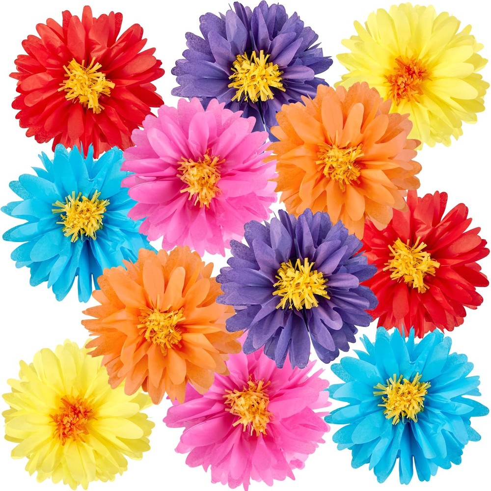 Daisy Tissue Paper Pom Poms,Premium Crepe Paper Flowers,Fiesta Colorful Mexic…