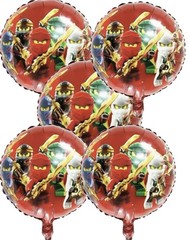(5 Pcs ) NINJAGO Theme Birthday Party Supplies Set Balloon for Kids RED 18”
