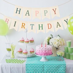 Happy Burlap Banner Boho Garland Bunting Sage Green Pink Bohemian Party Hangi…