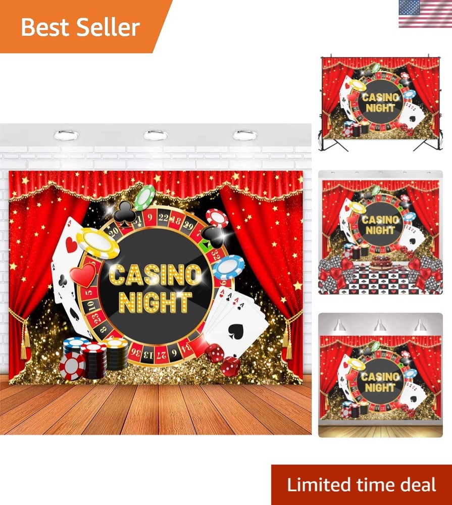 Casino Night Photo Backdrop – 7x5ft Las Vegas Design for Memorable Events