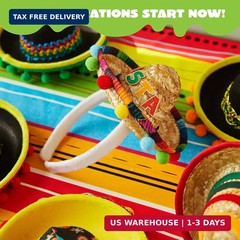 JOYIN 6 PCS Cinco De Mayo Fiesta Fabric and Straw Sombrero Hat Party Costume for