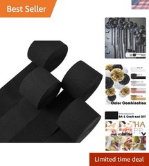 Versatile Black Crepe Paper Streamers – 1.8 Inch x 82 Ft, Perfect for Parties
