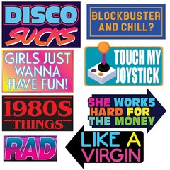 Retro 80s Photo Booth Props – 37 Pieces – Funny 1980s Theme Party Supplies, D…