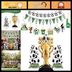 13 Pcs Soccer Party Decorations Set, Giant Trophy Balloon, Soccer Ball Balloons