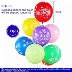 100 Pcs 12 Inch Printed «HAPPY » Colorful Latex Balloons, Assorted Colors Hap…