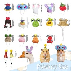 16 Pcs Adjustable Mini Hats for Hamsters, Lizards, Birds & Small Pets – Party Co