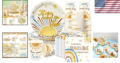Sunny Vintage Baby Shower Plates, Cups & Napkins Set – 200 Count For 50 Guests