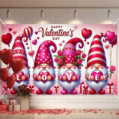 BlissYard Valentine’s Day Gnome Banner LOVE Heart 71*43 Inch, Romantic Hearts