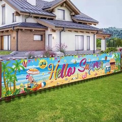 Durable Polyester Hello Summer Banner – 118 x 20 Inch for Outdoor Fun
