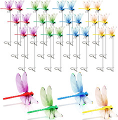 24 Pack 3D Dragonfly Clips, Fake Dragonflies with Stakes