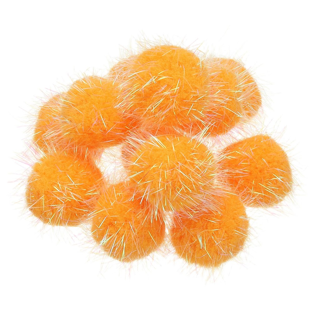 12 Pcs 1.8 Inch Sparkle Flash Balls Pet Cat Pom Pom Fuzzy Balls, Gold