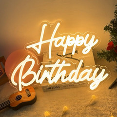 33″ Happy Birthday Neon LED Sign – Dimmable Light for Parties & Decor 2PCS