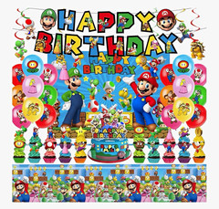 Super Mario Birthday Party Decoration Set Banner Backdrop Balloons Toppers