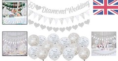 Luxury 60th Diamond Anniversary Party Decorations: Banners, Balloons & Ribbons