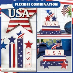 Sturdy Patriotic Table Block Decorations & Stars – Perfect for July Celebrations
