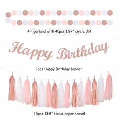 Rose-Gold Pink-White Happy Birthday Party-Decorations – 31pcs Sweet First 16 …