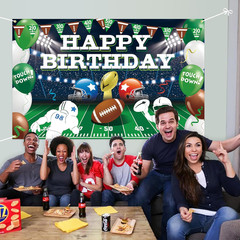 It’S Game Time Football Backdrop – Game Day Happy Birthday Banner for American F