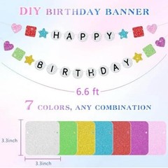 302PCS DIY Friendship Bracelet Birthday Banner Customizable 6.6ft Glitter