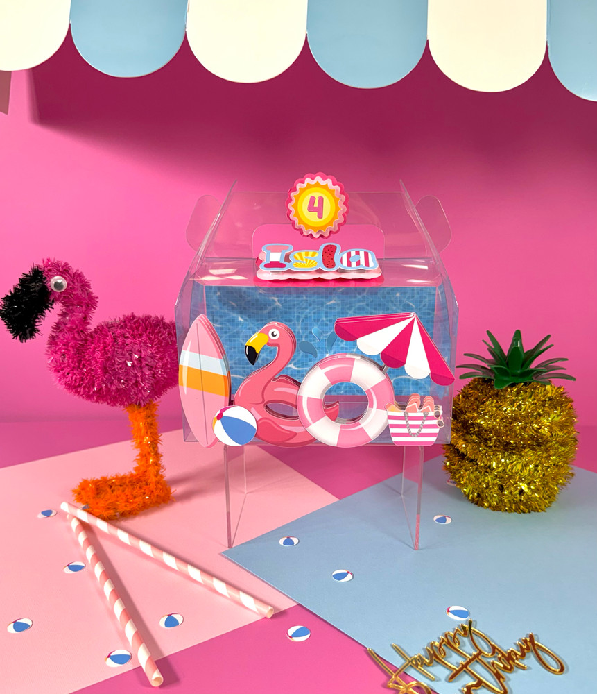 Pink Pool Party Goodie Boxes/ Summer Birthday Party/ Dive into Four Favor Boxes