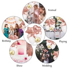 Rose Gold Birthday Party Decorations Kit, Confetti Foil Rose Gold Balloons Ha…