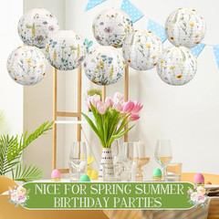 8 Pcs Wildflower Paper Lanterns Party Decorations Watercolor Floral Hanging Lant