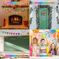 4 Pack Total 33 Feet Colorful Pom Pom Garlands 100 Days of School Classroom