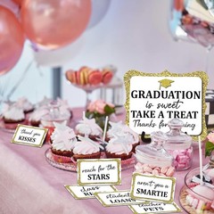20PCS Graduation Candy Buffet Labels, 1 Gold Glitter Candy Buffet Table Sign wit