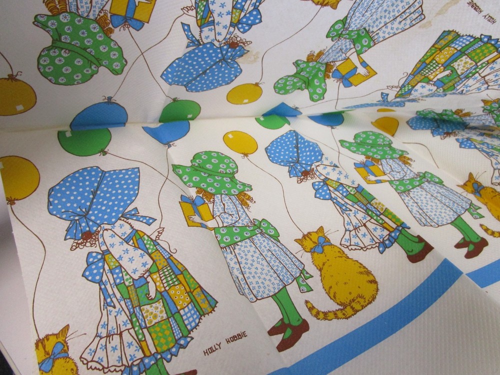 VINTAGE Holly Hobbie Tablecloth Tablecover Paper 54″ x 96″