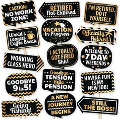 Retirement Party Photo Booth Props Kit 15-Piece Selfie Props Decorations