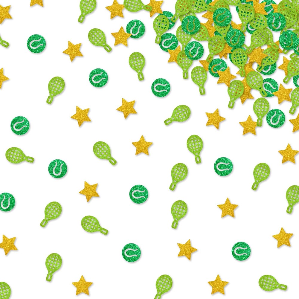 120 PCS Tennis Confetti Green Gold Glitter Racket Table Scatter Decor