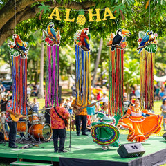 10Pcs Hawaiian Luau Party Decorations – Tropical Birds Hanging Decor with Aloha