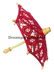 RED Battenburg Lace Parasol 8″ inch Diameter Small Table Decor