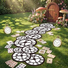 1 Pcs Wonderland Party Decoration Aisle Runner Rug Carpet Wonderland Tea Baby