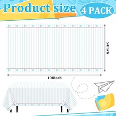 Disposable 54×108 Lined Notebook Tablecloths Set for School Party Celebrations