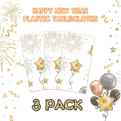 Happy New Year Tablecloths 3 Pack New Years Eve Party Supplies 2027 Gold & White
