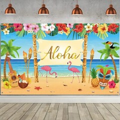 Hawaiian Aloha Decoration, Extra Large Summer Luau Backdrop