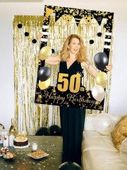 LaVenty Black Gold Glitter 50th Birthday Party Photo Booth Props 50th Birthday P