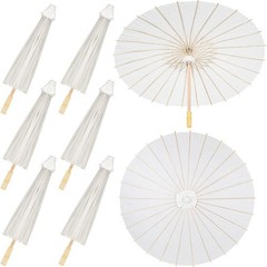 White 33 Inch Paper Umbrella DIY Oiled Painting Chinese Japanese Parasol for