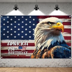 USA 250th Anniversary Banner 1776-2026 Photo Backdrop 4th of July Sign 71×43 In