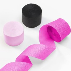 6 PCS 486ft Hot Pink Black Crepe Paper Streamer Party Backdrop Decoration