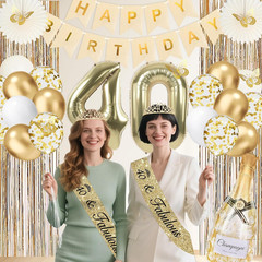 51Pcs 40Th Birthday Decorations for Women, Champagne Gold 40Th Birthday Decorati