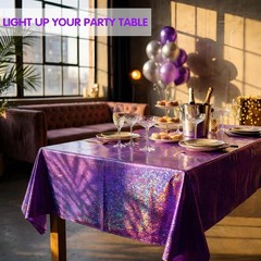 Purple Birthday Decorations Laser Purple Tablecloth 2 Pack Party Decor