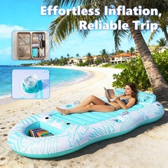 Inflatable Pool Floats Adult 87″x 47″ Large Lounger Float with Storage Cooler