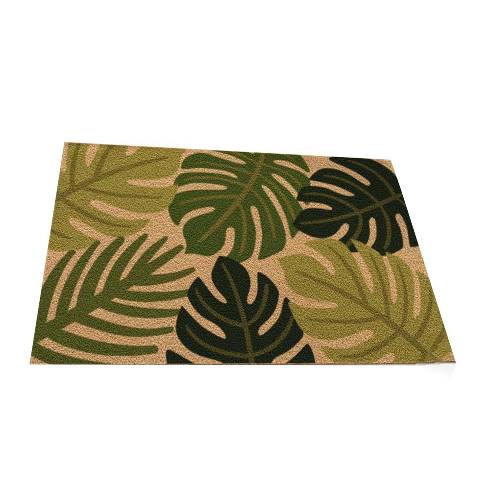 Coconut Coir Mat with Tropical Aesthetic Non Slip for Indoor Outdoor Use