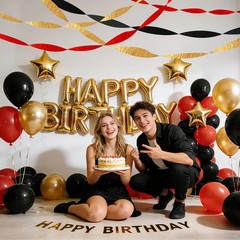 6 Rolls Casino Party Decorations Streamers – Red Black Gold Crepe Paper for Poke